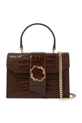 Audrey Croc-Embossed Small Bag